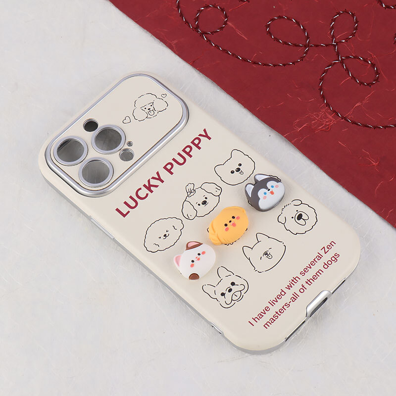 قاب Lucky Puppy آیفون iPhone 15 Pro Max عروسکی برجسته محافظ لنزدار - 3