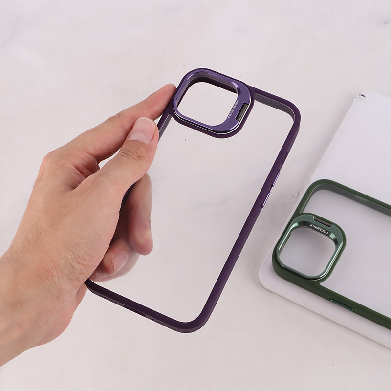 قاب PC آیفون iPhone 13 /14 استندشو با محافظ لنز رینگی - 4