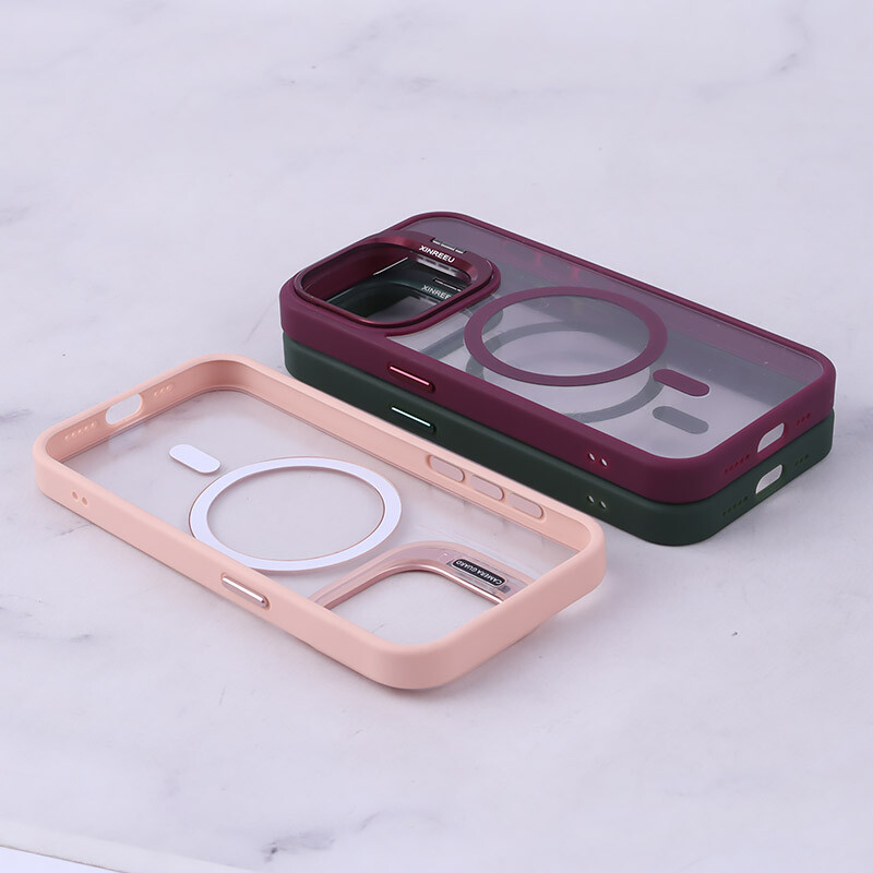 قاب PC مگ سیف آیفون iPhone 15 Pro استندشو با محافظ لنز رینگی - 4