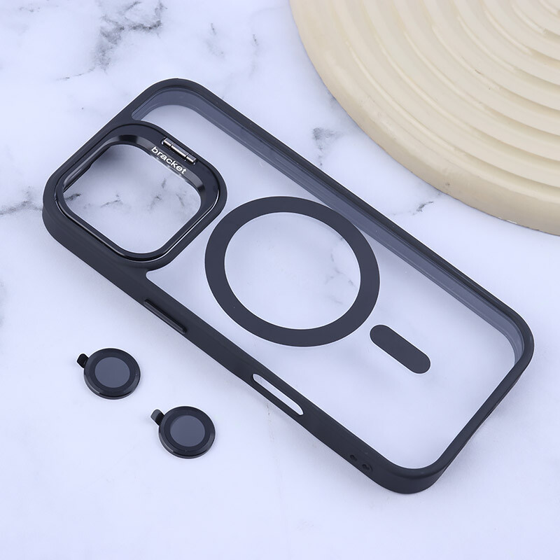 قاب PC مگ سیف Bracket آیفون iPhone 17 استندشو با محافظ لنز رینگی - 3