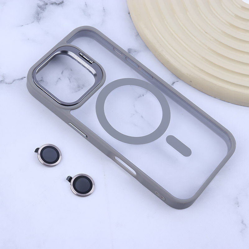 قاب PC مگ سیف Bracket آیفون iPhone 17 استندشو با محافظ لنز رینگی - 5