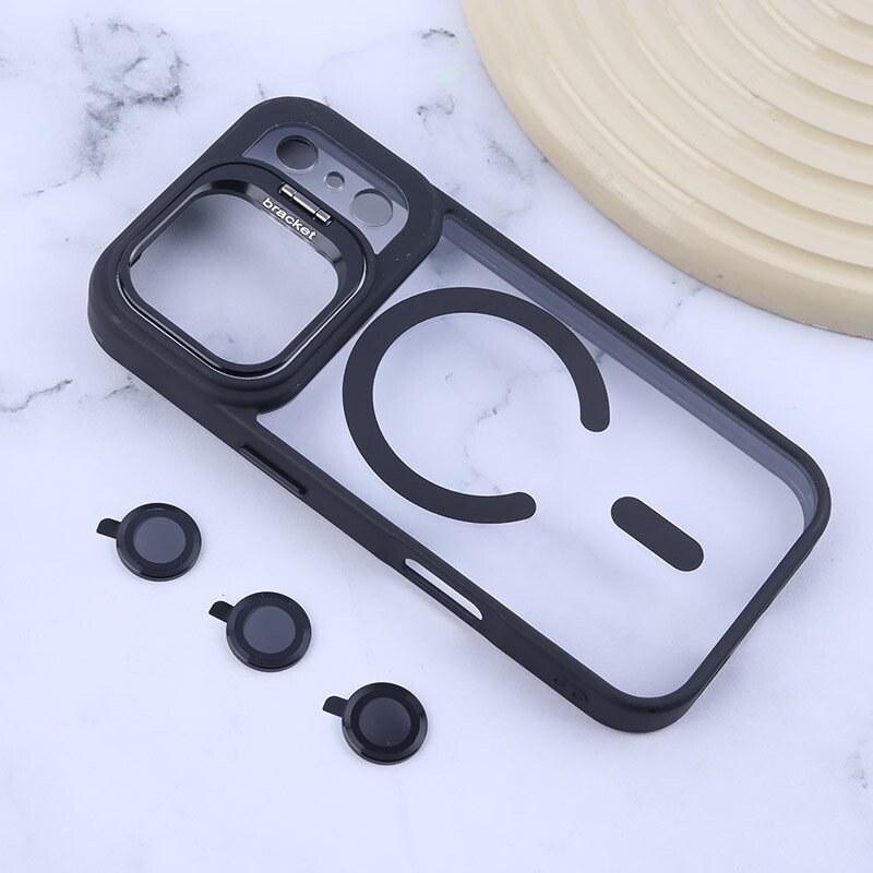 قاب PC مگ سیف Bracket آیفون iPhone 17 Pro استندشو با محافظ لنز رینگی - 6