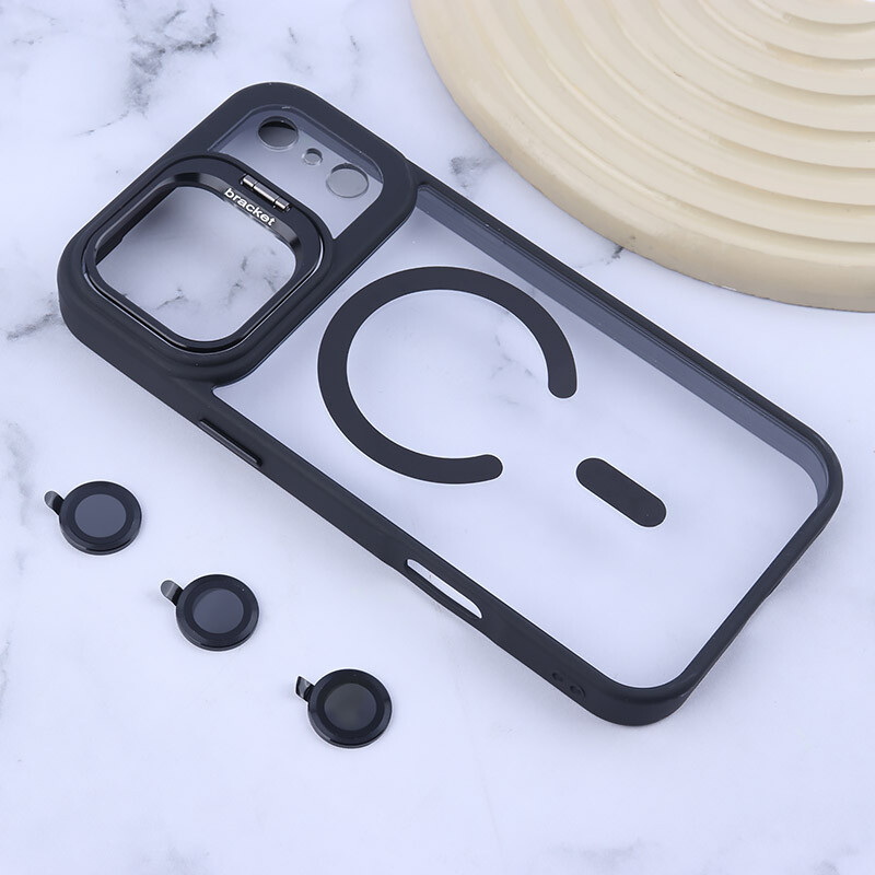 قاب PC مگ سیف Bracket آیفون iPhone 17 Pro Max استندشو با محافظ لنز رینگی - 2