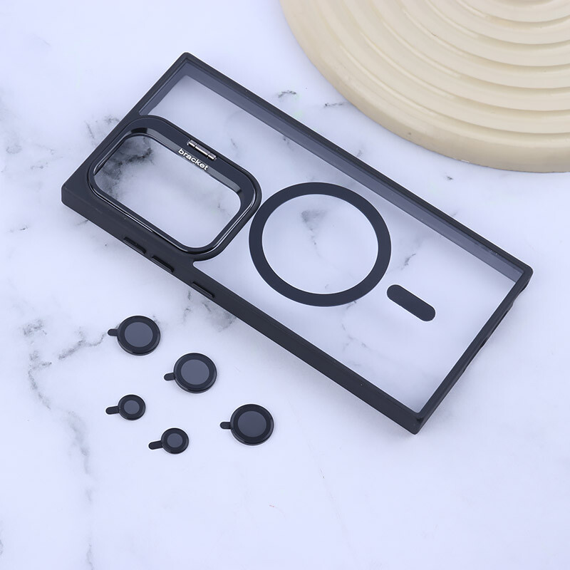 قاب PC مگ سیف Bracket سامسونگ Galaxy S24 Ultra استندشو با محافظ لنز رینگی - 3