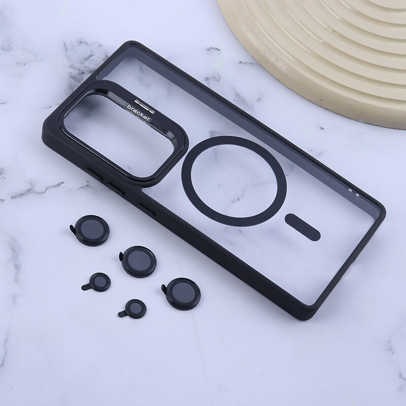 قاب PC مگ سیف Bracket سامسونگ Galaxy S25 Ultra استندشو با محافظ لنز رینگی - 3