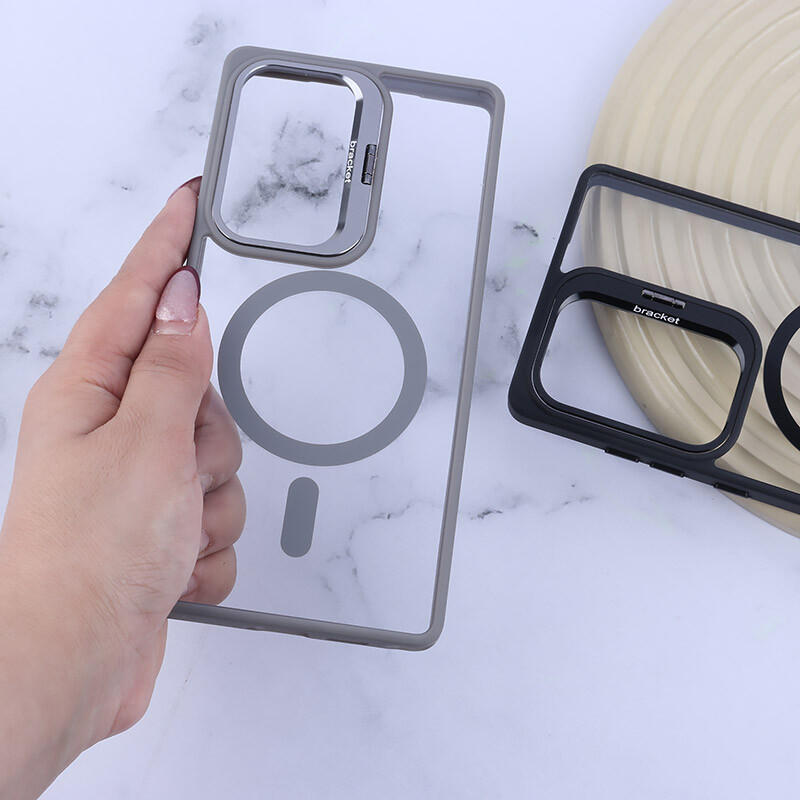 قاب PC مگ سیف Bracket سامسونگ Galaxy S25 Ultra استندشو با محافظ لنز رینگی - 4