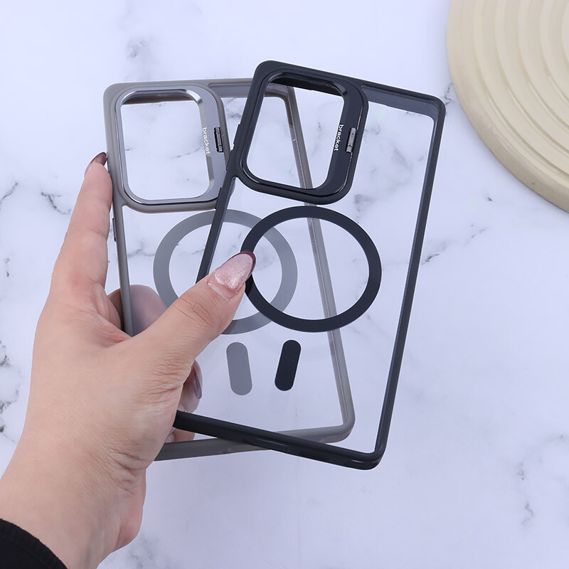 قاب PC مگ سیف Bracket سامسونگ Galaxy S25 Ultra استندشو با محافظ لنز رینگی - 7