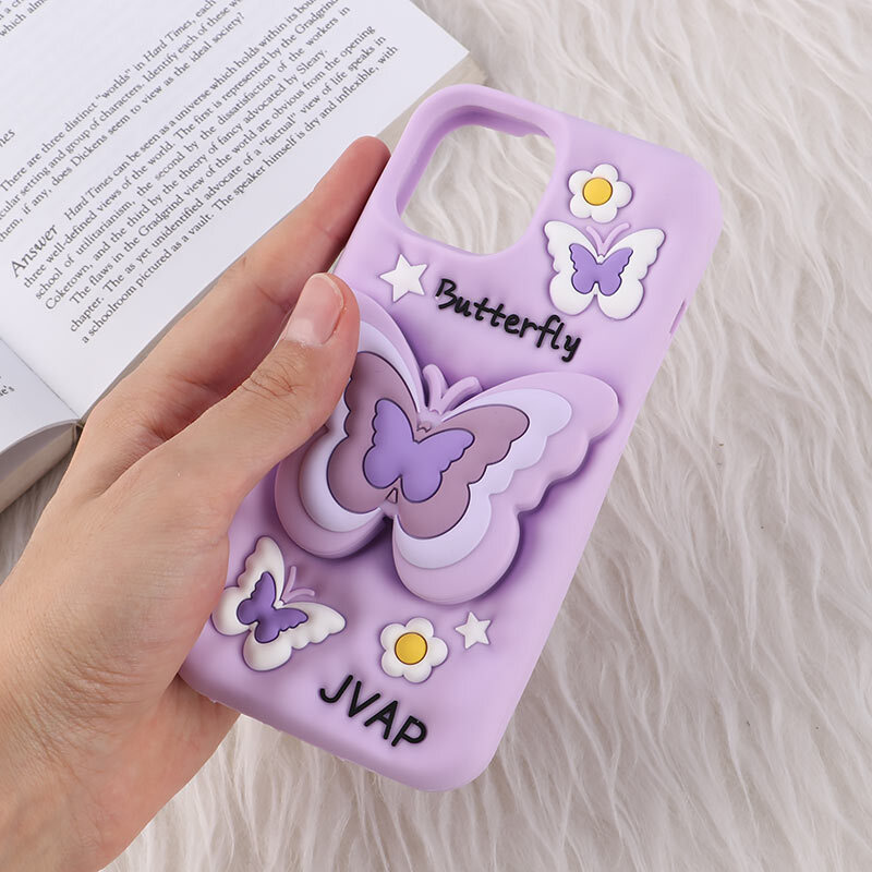 قاب سیلیکونی آیفون iPhone 13 / 14 پاپ سوکت دار طرح Butterfly - 5