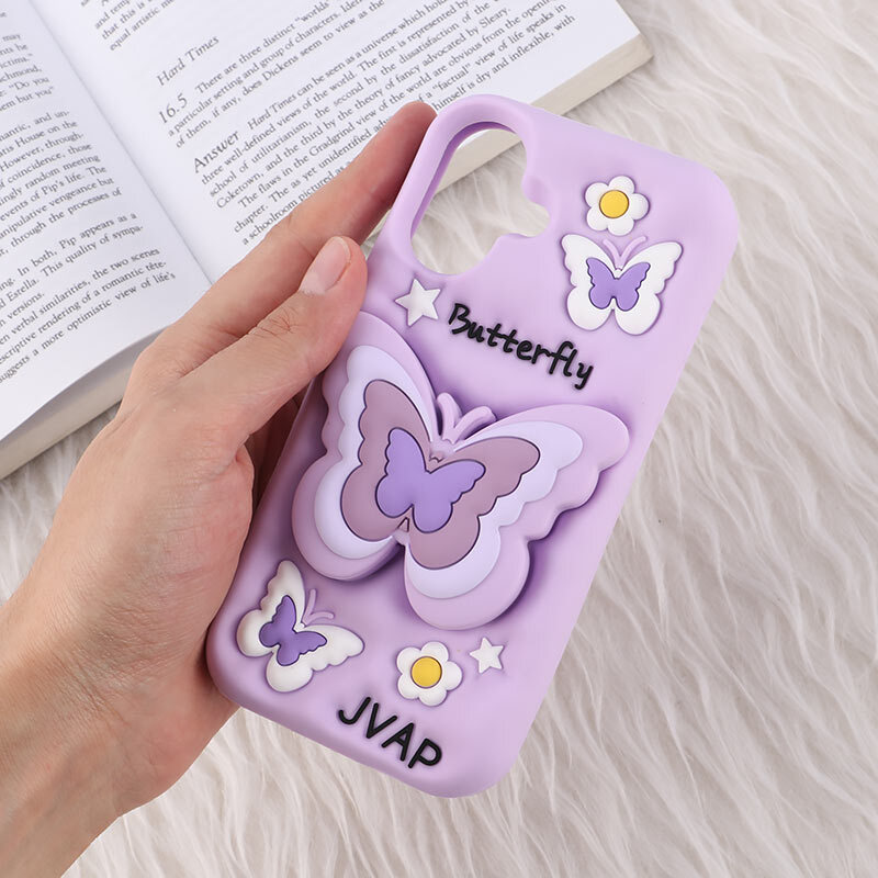 قاب سیلیکونی آیفون iPhone 16 پاپ سوکت دار طرح Butterfly - 5