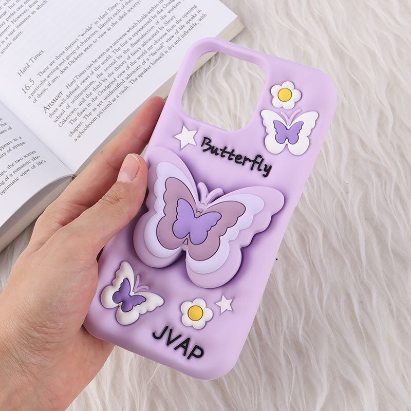 قاب سیلیکونی آیفون iPhone 16 Pro Max پاپ سوکت دار طرح Butterfly - 5