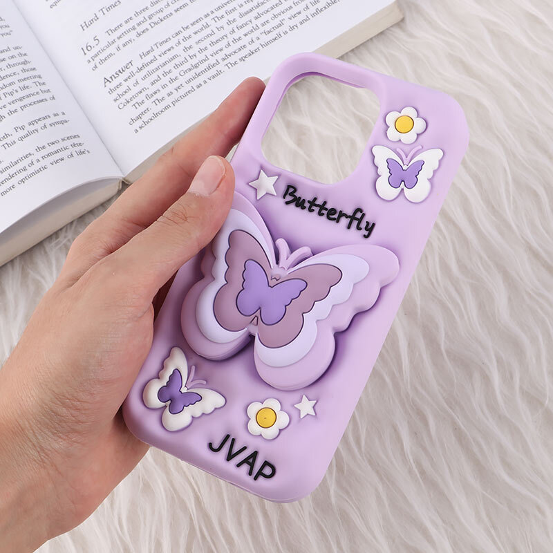 قاب سیلیکونی آیفون iPhone 16 Pro پاپ سوکت دار طرح Butterfly - 5