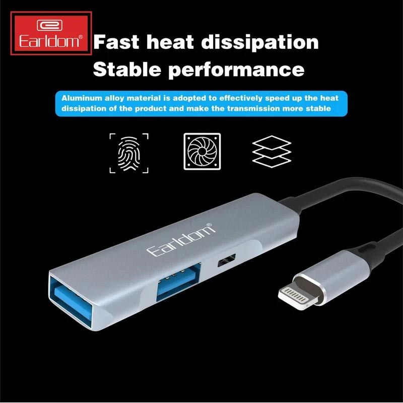 هاب 3 پورت Lightning ارلدام ET-HUB11 - 3
