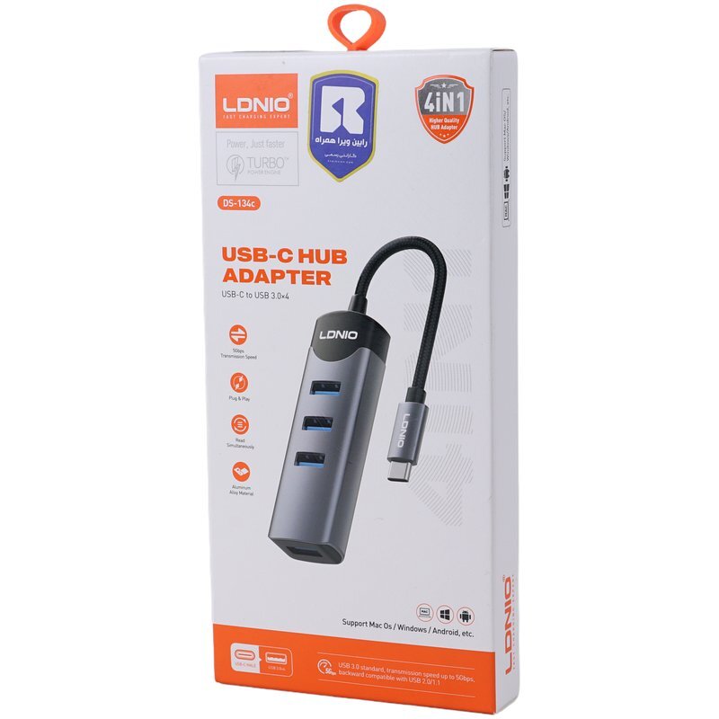 هاب 4 پورت Type-C الدینیو DS-134C - 4