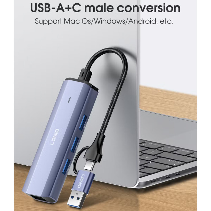 هاب 4 پورت Type-C / USB3.0 الدینیو DS-124UC - 7