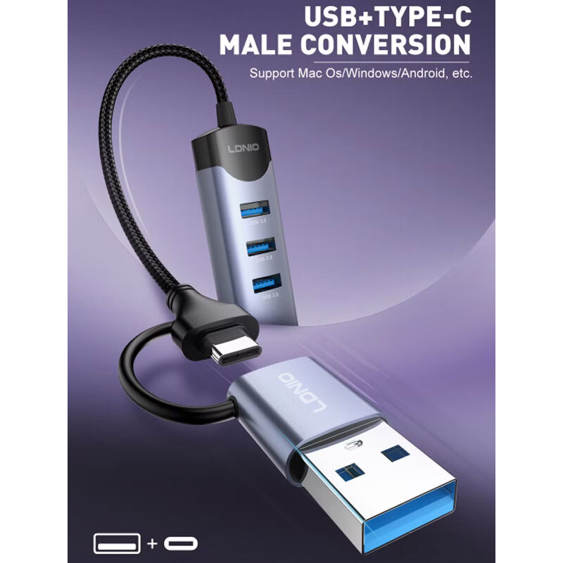 هاب 4 پورت Type-C / USB3.0 الدینیو DS-144UC - 4