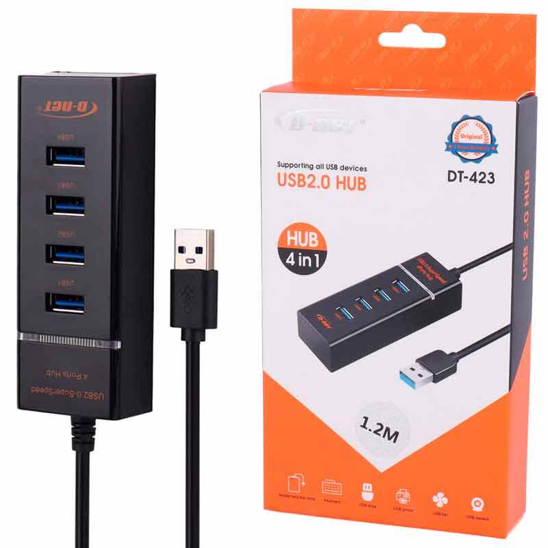 هاب 4 پورت USB 2.0 دی نت DT-423 طول 1.2 متر