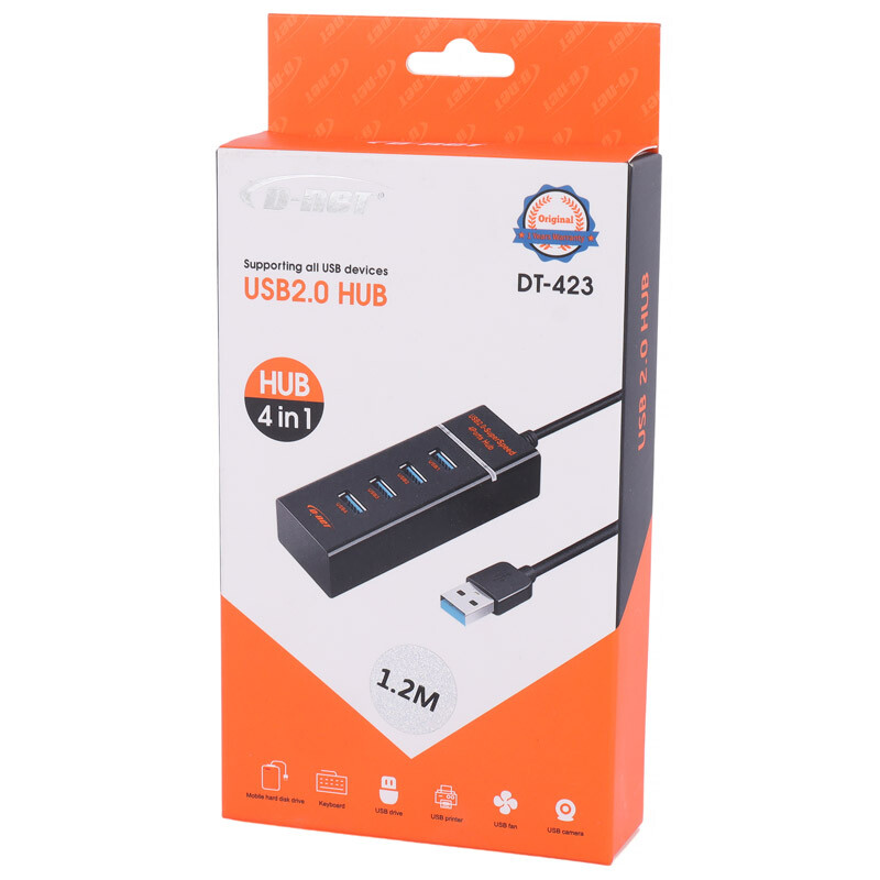 هاب 4 پورت USB 2.0 دی نت DT-423 طول 1.2 متر - 6