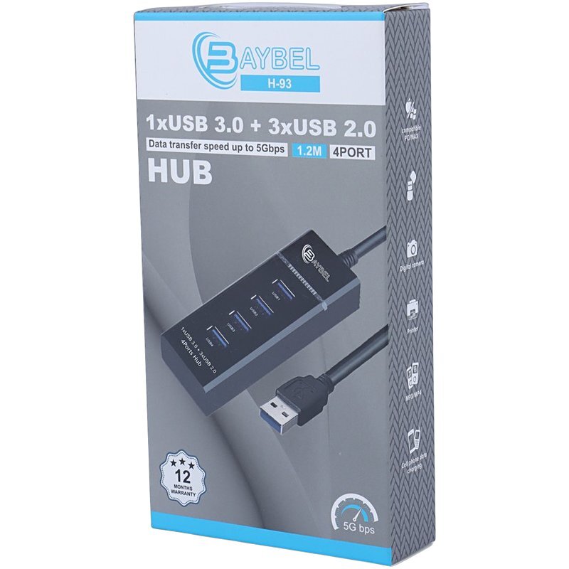 هاب 4 پورت USB 3.0 بایبل H-93 - 5