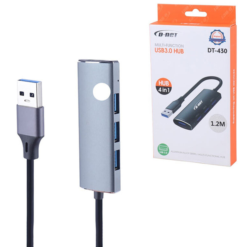 هاب 4 پورت USB 3.0 دی نت DT-430 طول 1.2 متر