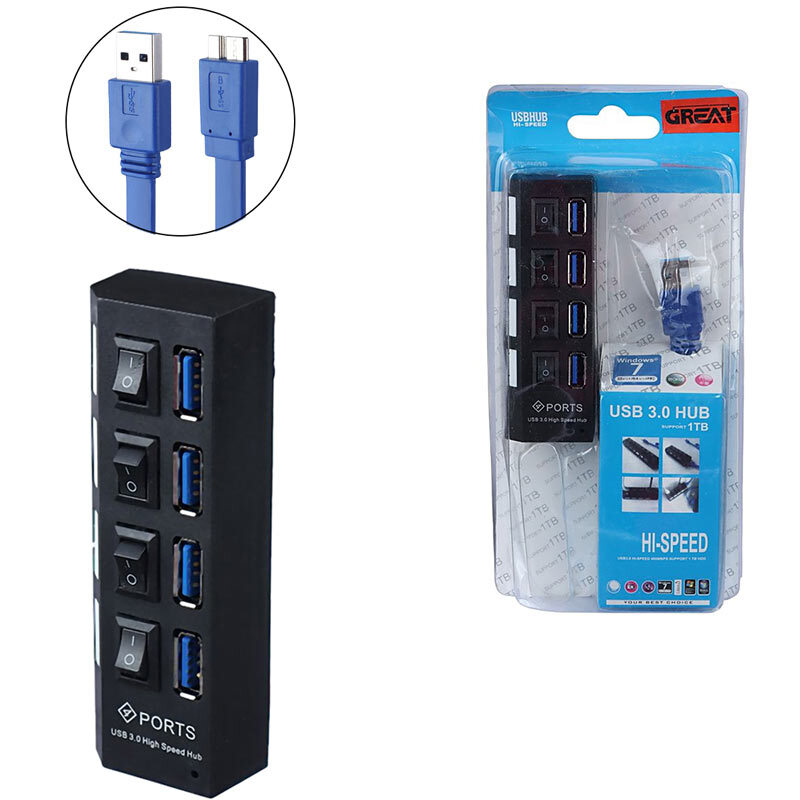 هاب 4 پورت USB 3.0 گریت