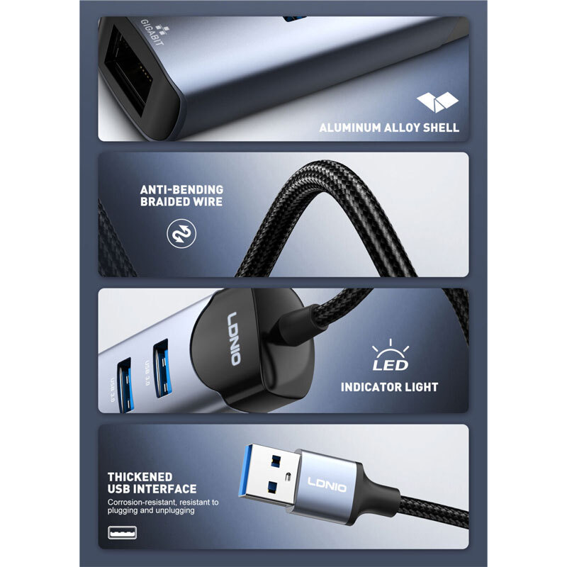 هاب 4 پورت USB الدینیو DS-144U - 3