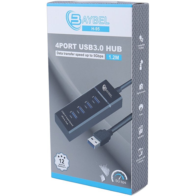 هاب 4 پورت USB3.0 بایبل H-95 - 5