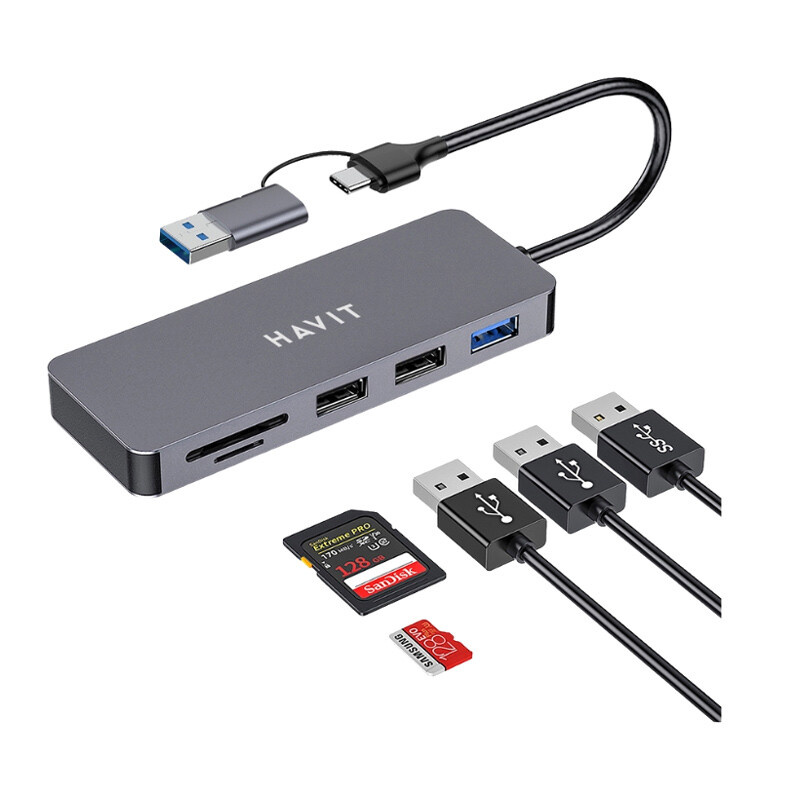 هاب 5 پورت Type-C /USB 3.0 هویت HV-H41 - 5