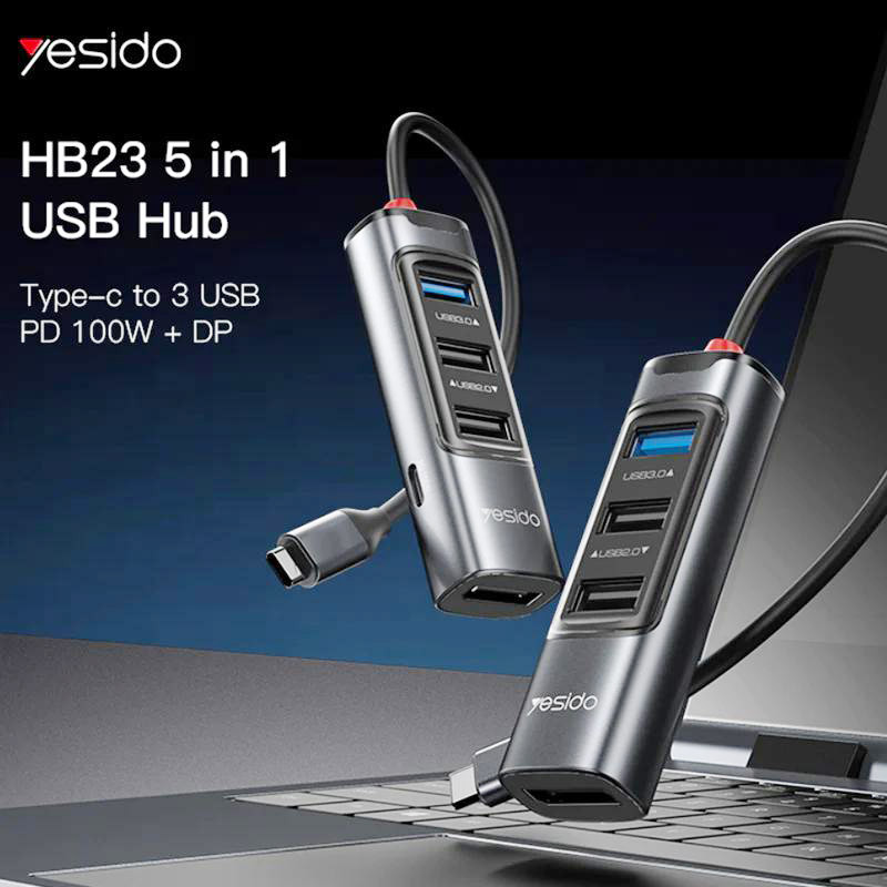 هاب 5 پورت Type-C یسیدو HB22 - 3