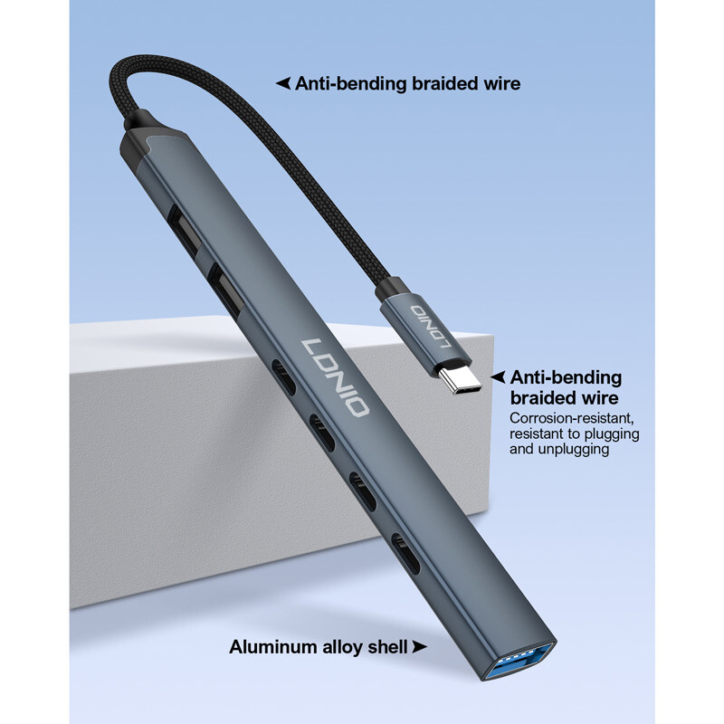 هاب 7 پورت Type-C الدینیو DS-87C - 3