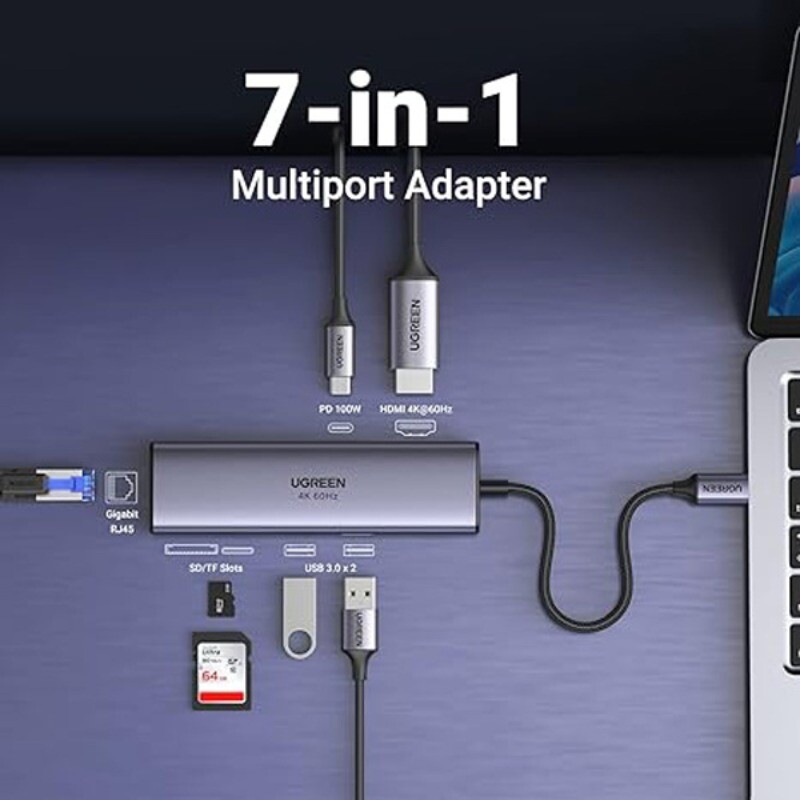 هاب 7 پورت Type-C یوگرین CM512-60515 - 7