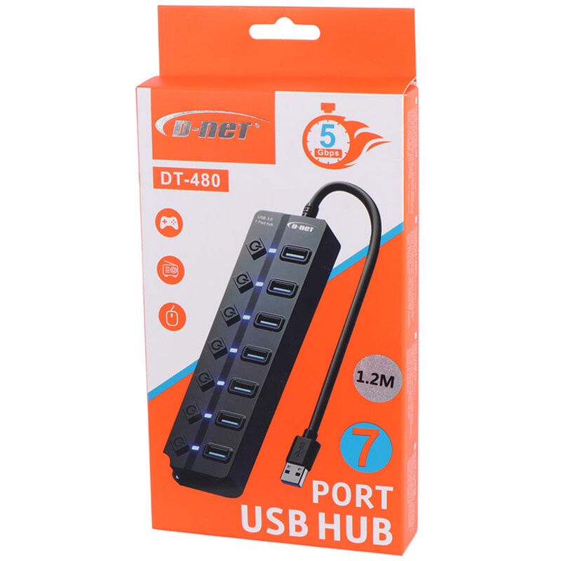 هاب 7 پورت USB 3.0 دی نت DT-480 - 2