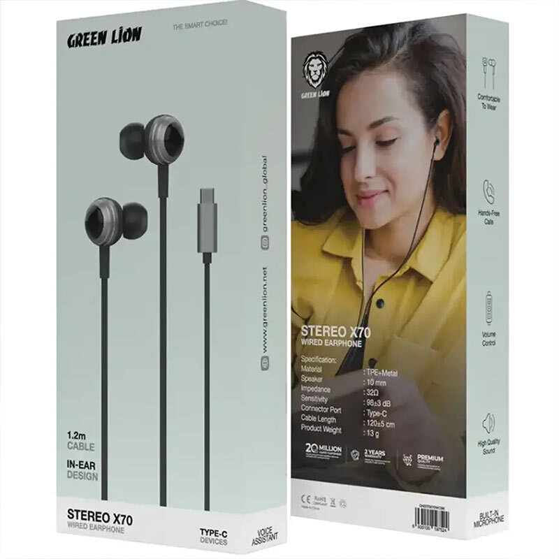 هندزفری تایپ سی گرین لاین Stereo X70 GNSTRX70WCBK - 4