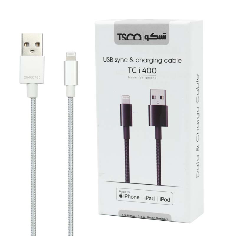 کابل آیفونی فست شارژ TSCO TC i400 2.4A 1.5m