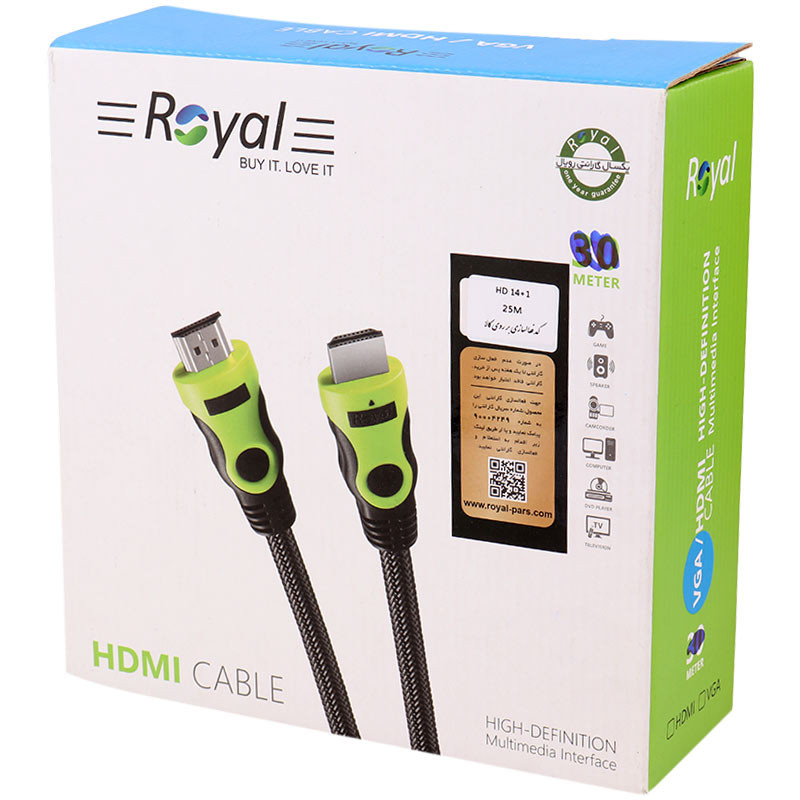 کابل HDMI 1.4V رویال Royal طول 25 متر - 2