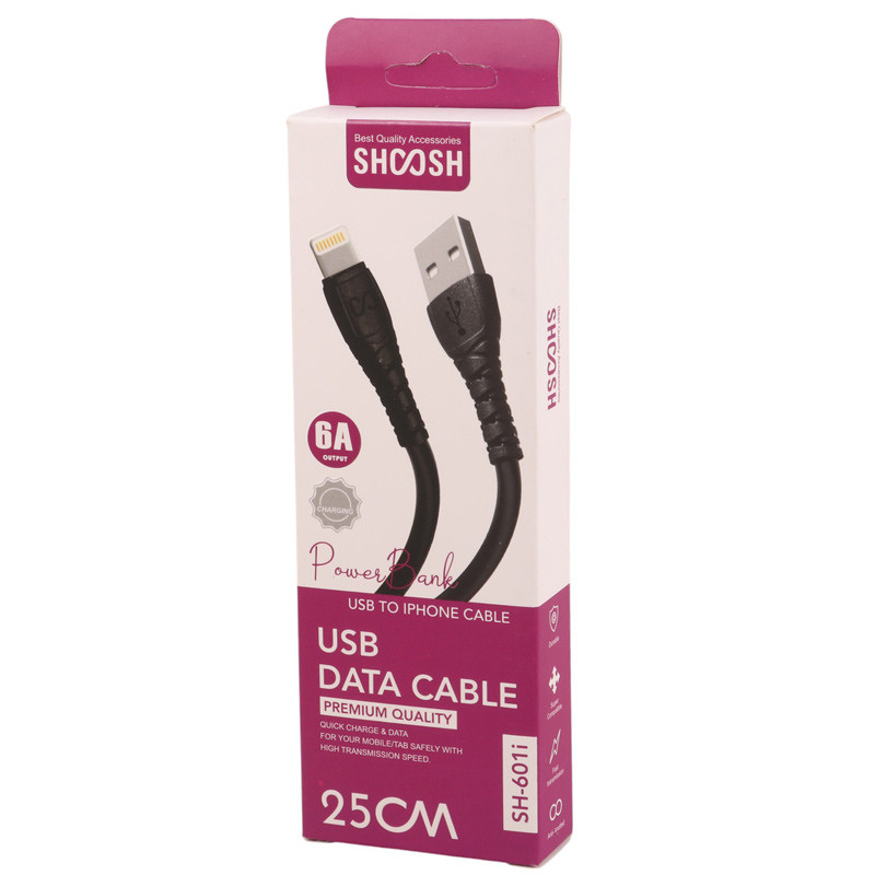 کابل کوتاه لایتنینگ فست شارژ 6 آمپر شوش SH-601i طول 25 سانتی متر - 7