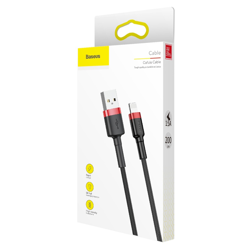 کابل لایتنینگ فست شارژ 1.5 آمپر باسئوس Cafule CALKLF-C طول 2 متر - 2