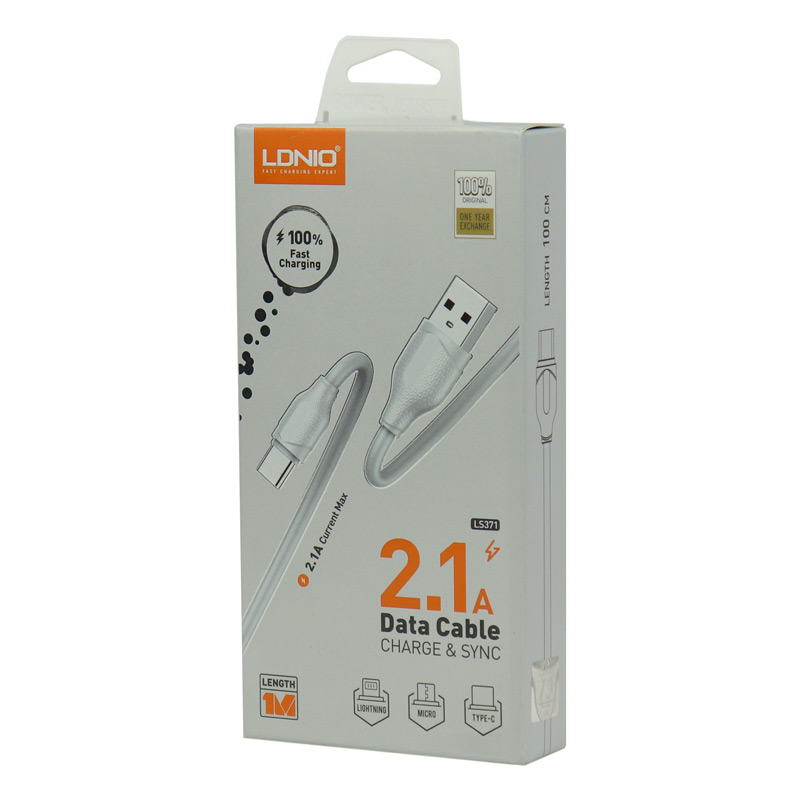 کابل لایتنینگ فست شارژ 2.1 آمپر الدینیو LS371 طول 1 متر - 4