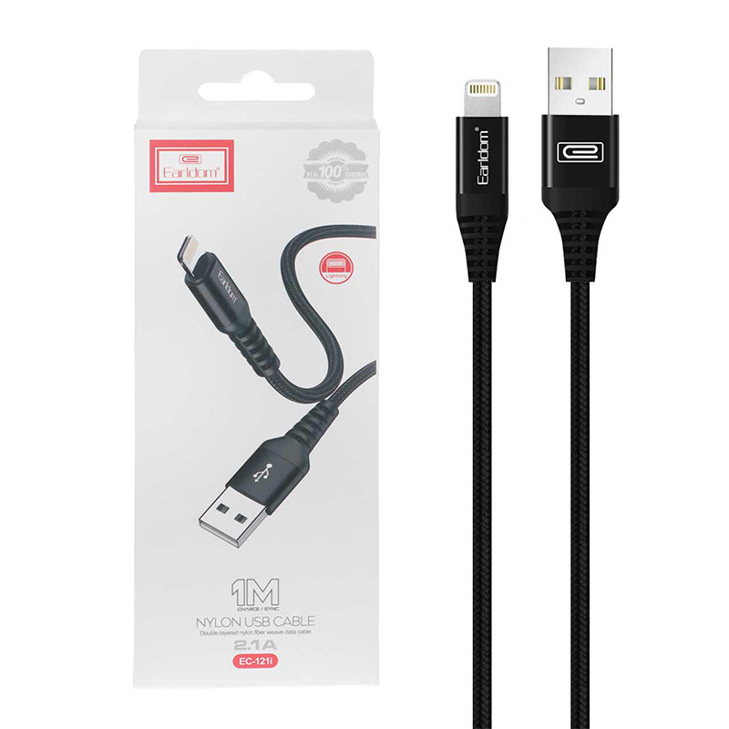کابل لایتنینگ فست شارژ 2.1 آمپر ارلدام EC-121i طول 1 متر