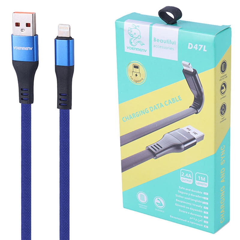 کابل لایتنینگ فست شارژ 2.4 آمپر دنمن D47L طول 1 متر