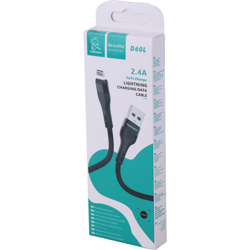 کابل لایتنینگ فست شارژ 2.4 آمپر دنمن D60L طول 1 متر - 5
