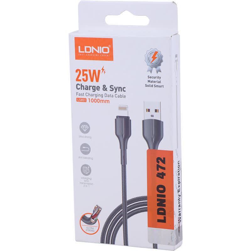 کابل لایتنینگ فست شارژ 25 وات الدینیو LS851 طول 1 متر - 5
