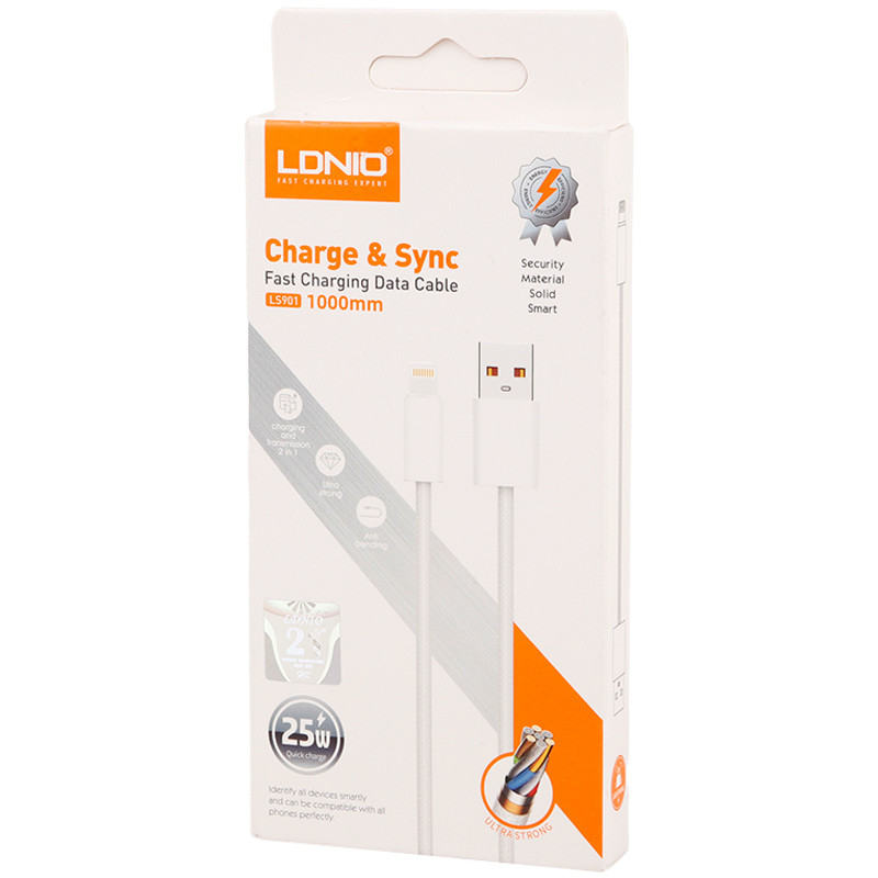 کابل لایتنینگ فست شارژ 25 وات الدینیو LS901 طول 1 متر - 4