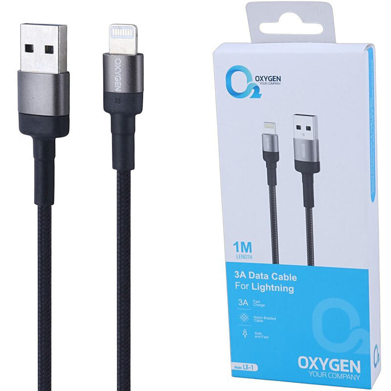کابل لایتنینگ فست شارژ 3 آمپر اکسیژن LX-1 طول 1 متر