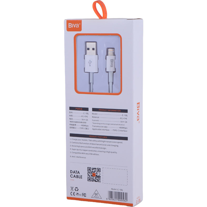 کابل لایتنینگ فست شارژ 3 آمپر بیوا C-10L طول 1.5 متر - 6