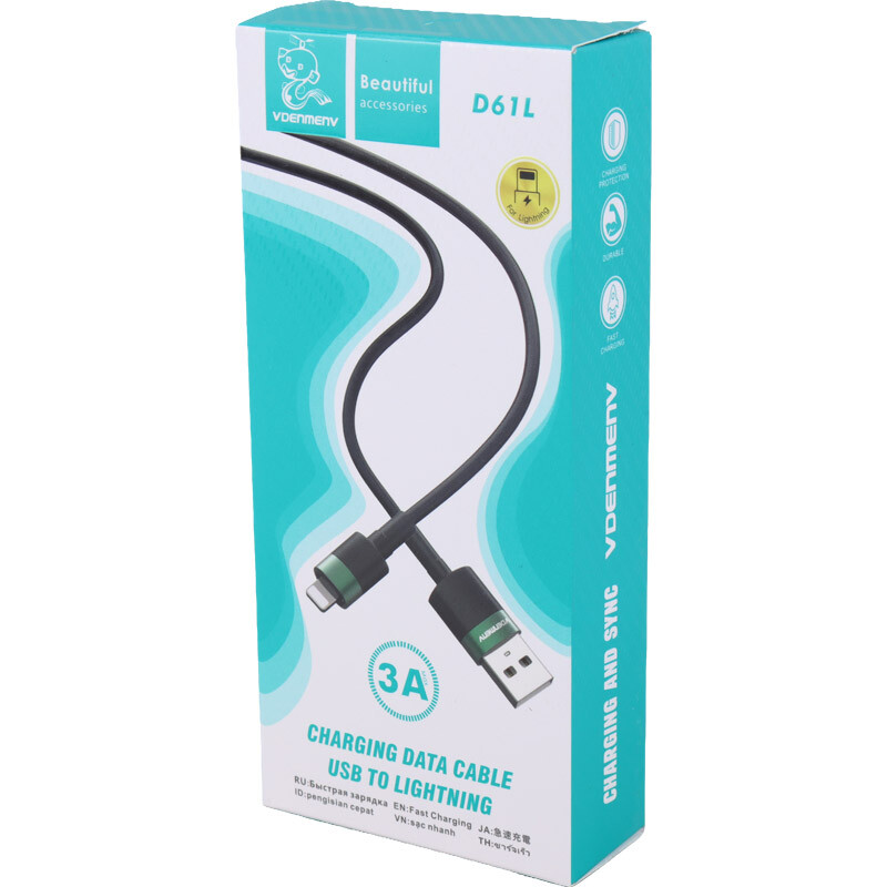 کابل لایتنینگ فست شارژ 3 آمپر دنمن D61L طول 1 متر - 5