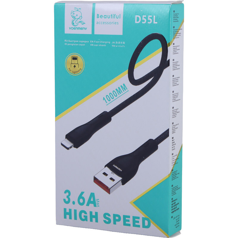 کابل لایتنینگ فست شارژ 3.6 آمپر دنمن D55L طول 1 متر - 5