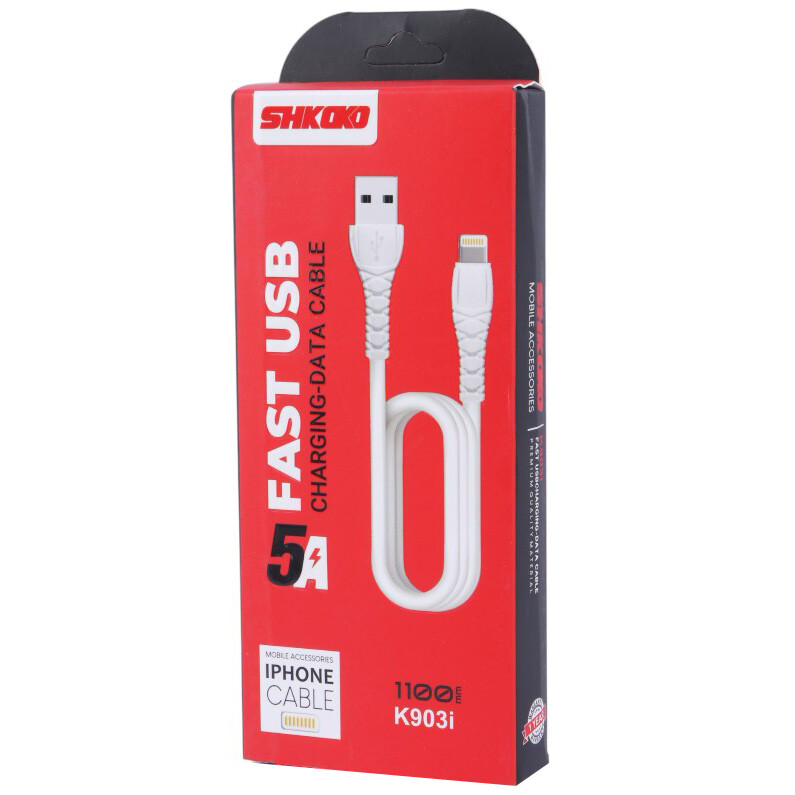 کابل لایتنینگ فست شارژ 5 آمپر شکاکو K903i طول 1.1 متر - 5