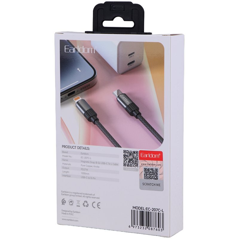 کابل تایپ سی به لایتنینگ فست شارژ 27 وات ارلدام EC-207C-L طول 1 متر - 6