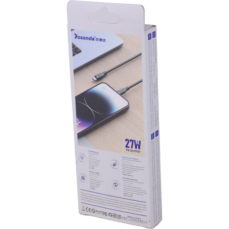 کابل تایپ سی به لایتنینگ فست شارژ 27 وات یوسوندا Y-D03 طول 1 متر - 6