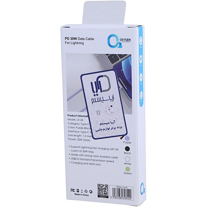 کابل تایپ سی به لایتنینگ فست شارژ 30 وات اکسیژن LX-24 طول 1 متر - 8